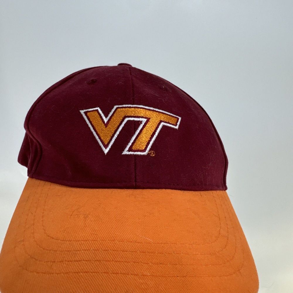 Virginia Tech Hokies Hat Maroon Orange VT Logo Baseball Cap NCAA Fan Gear
